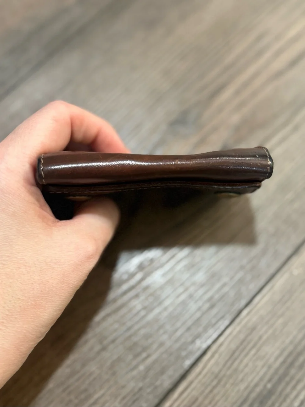 Vintage Il Bisonte Brown Leather Key Case Wallet Distressed Patina Made In Italy